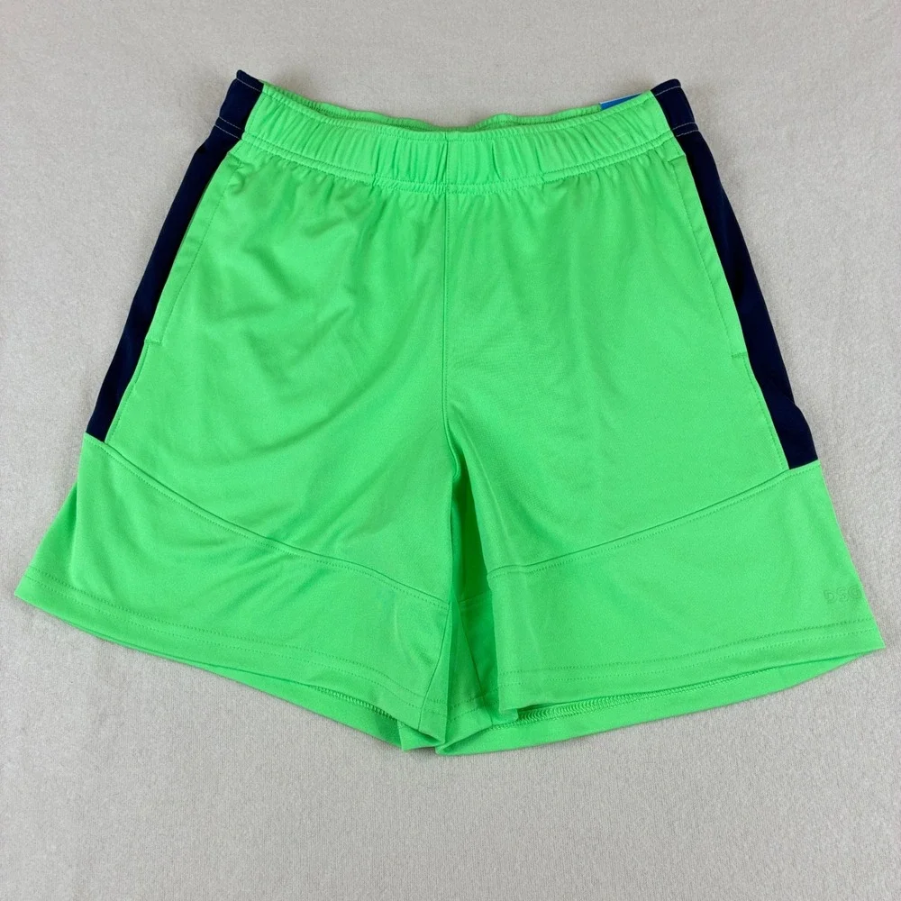 DSG Boys Knit Performance Shorts L 14-16 Green Navy Blue Athletic Sporty Gym NWT